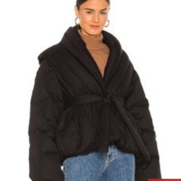 Revolve Eaves Black Puffer Wrap Jacket Ladies Size Xl Nwt